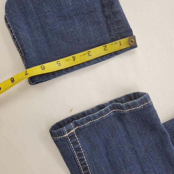 Miss Me Blue Straight Leg Jeans with White Embroidery - Picture 5 of 13